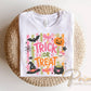 Trick or Treat DTF Transfer, Ready to Press, Trendy Striped Halloween Tshirt Design