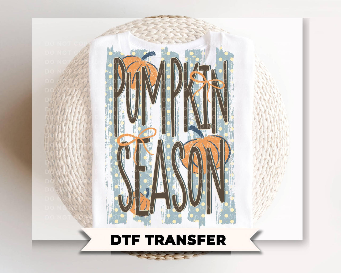 Pumpkin Season DTF Transfer, Ready to Press, Trendy Striped Fall Tshirt Design