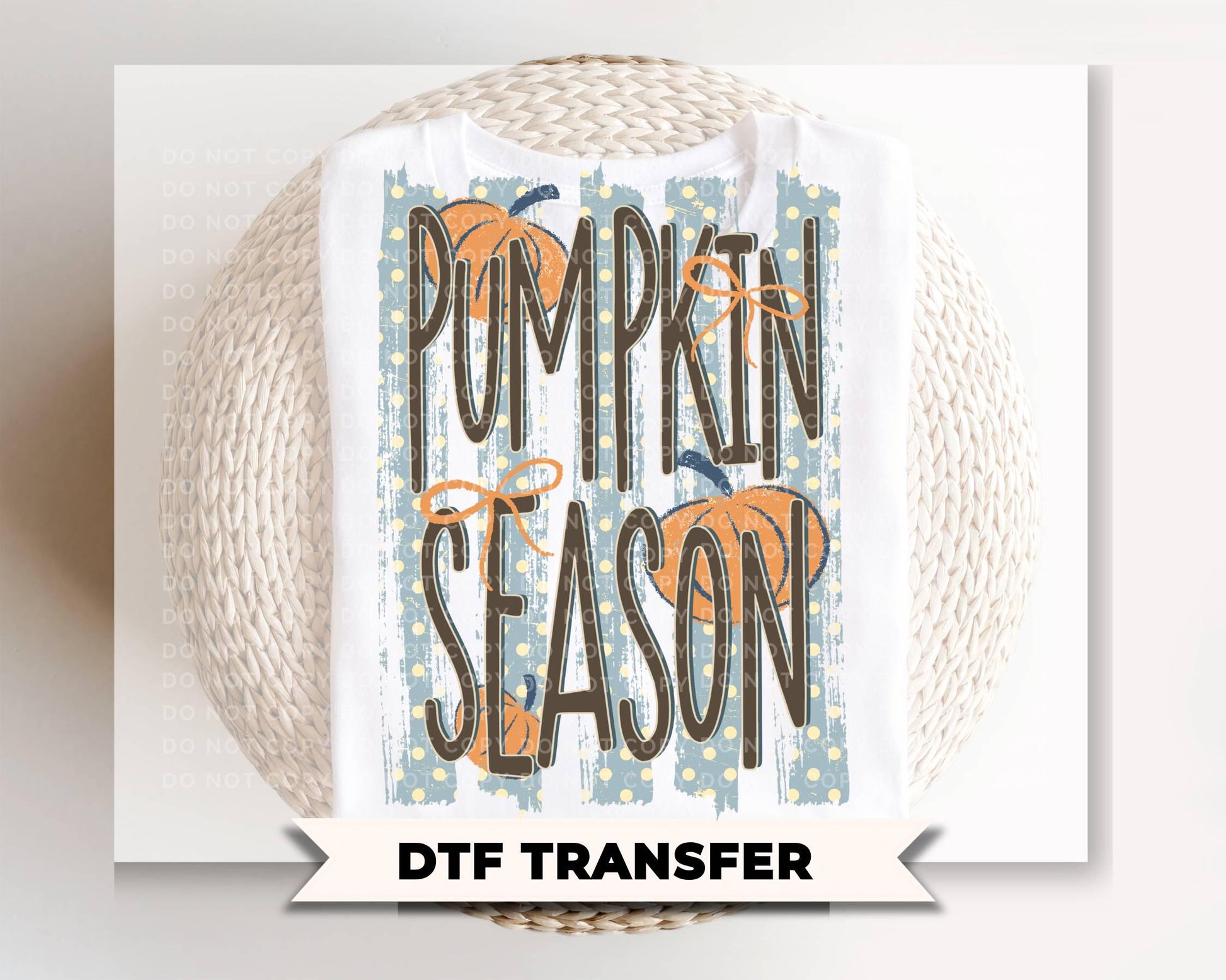 Pumpkin Season DTF Transfer, Ready to Press, Trendy Striped Fall Tshirt Design