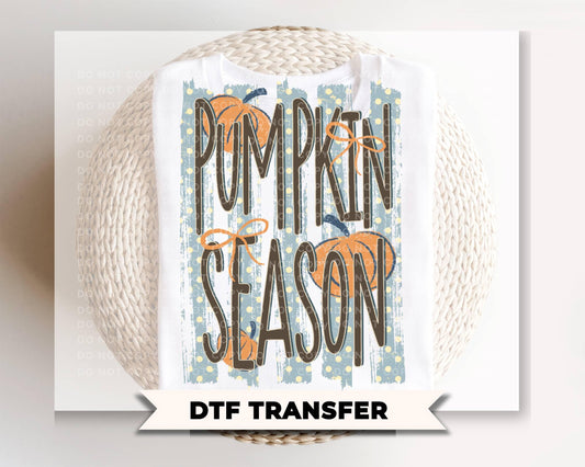 Pumpkin Season DTF Transfer, Ready to Press, Trendy Striped Fall Tshirt Design