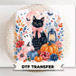 Trendy Black Cat DTF Transfer, Ready to Press, Halloween Tshirt Design