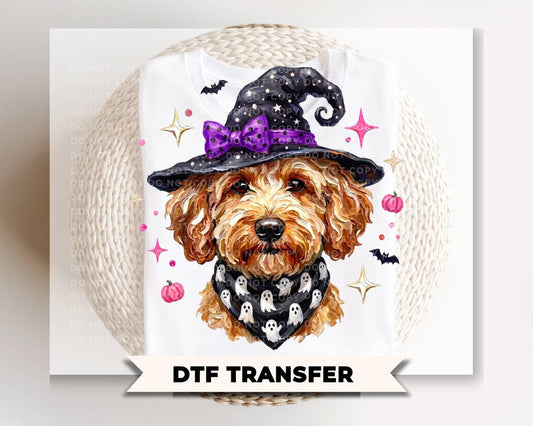 Halloween Goldendoodle DTF Transfer, Ready to Press, Fall Tshirt Design