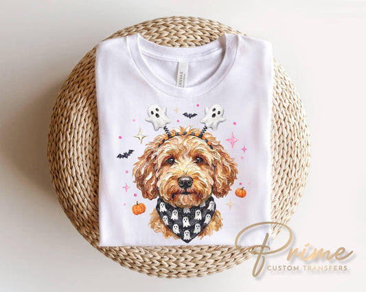 Halloween Goldendoodle DTF Transfer, Ready to Press, Fall Tshirt Design