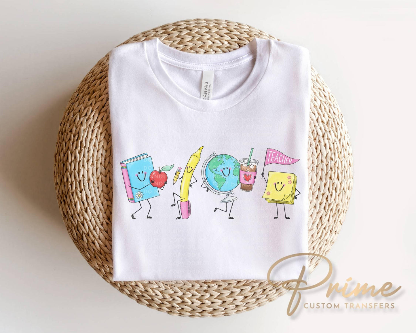 Back to School DTF Transfer, Ready to Press, Doodle Characters, Teacher Tshirt Design