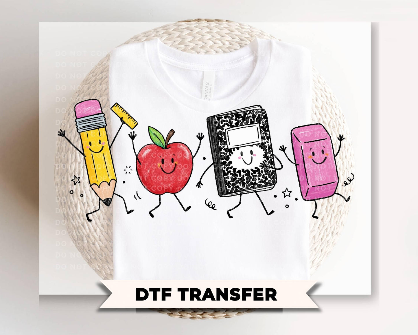 Back to School DTF Transfer, Ready to Press, Doodle Characters, Teacher Tshirt Design