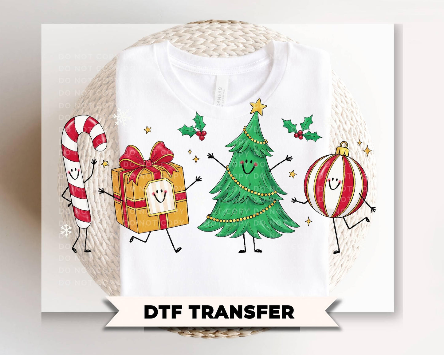 Christmas Doodle DTF Transfer, Ready to Press, Holiday Tshirt Design
