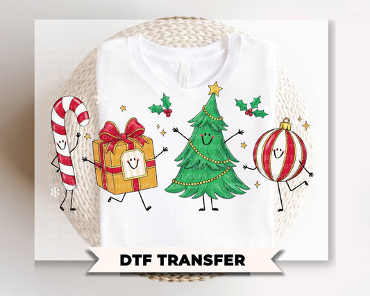 Christmas Doodle DTF Transfer, Ready to Press, Holiday Tshirt Design