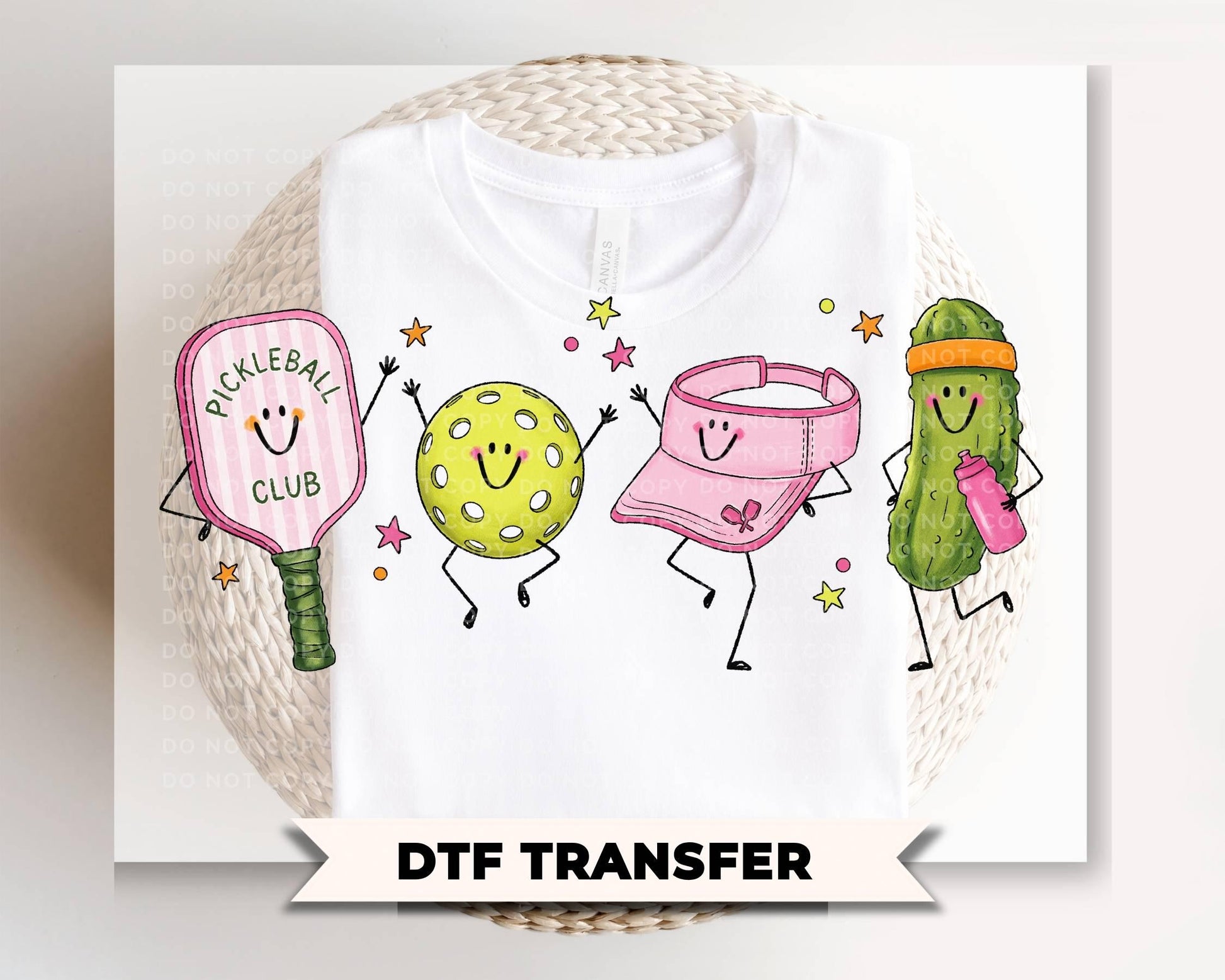 Pickleball Doodle Characters DTF Transfer, Ready to Press, Sport T-shirt Design