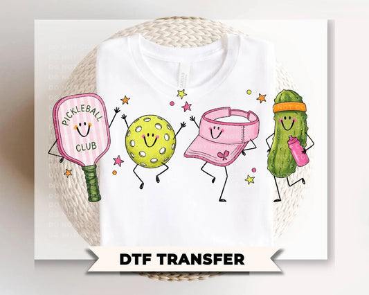 Pickleball Doodle Characters DTF Transfer, Ready to Press, Sport T-shirt Design