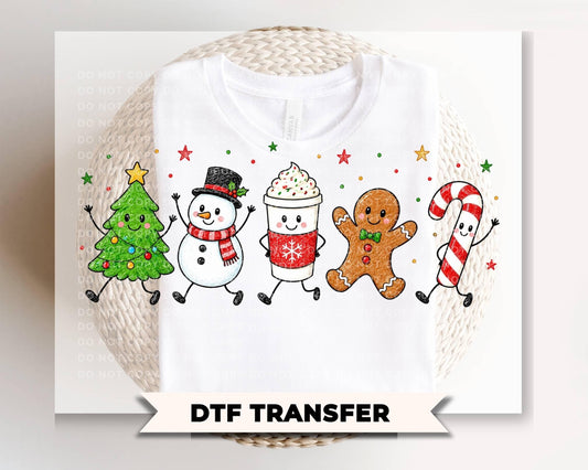 Christmas Doodle DTF Transfer, Ready to Press, Holiday Tshirt Design