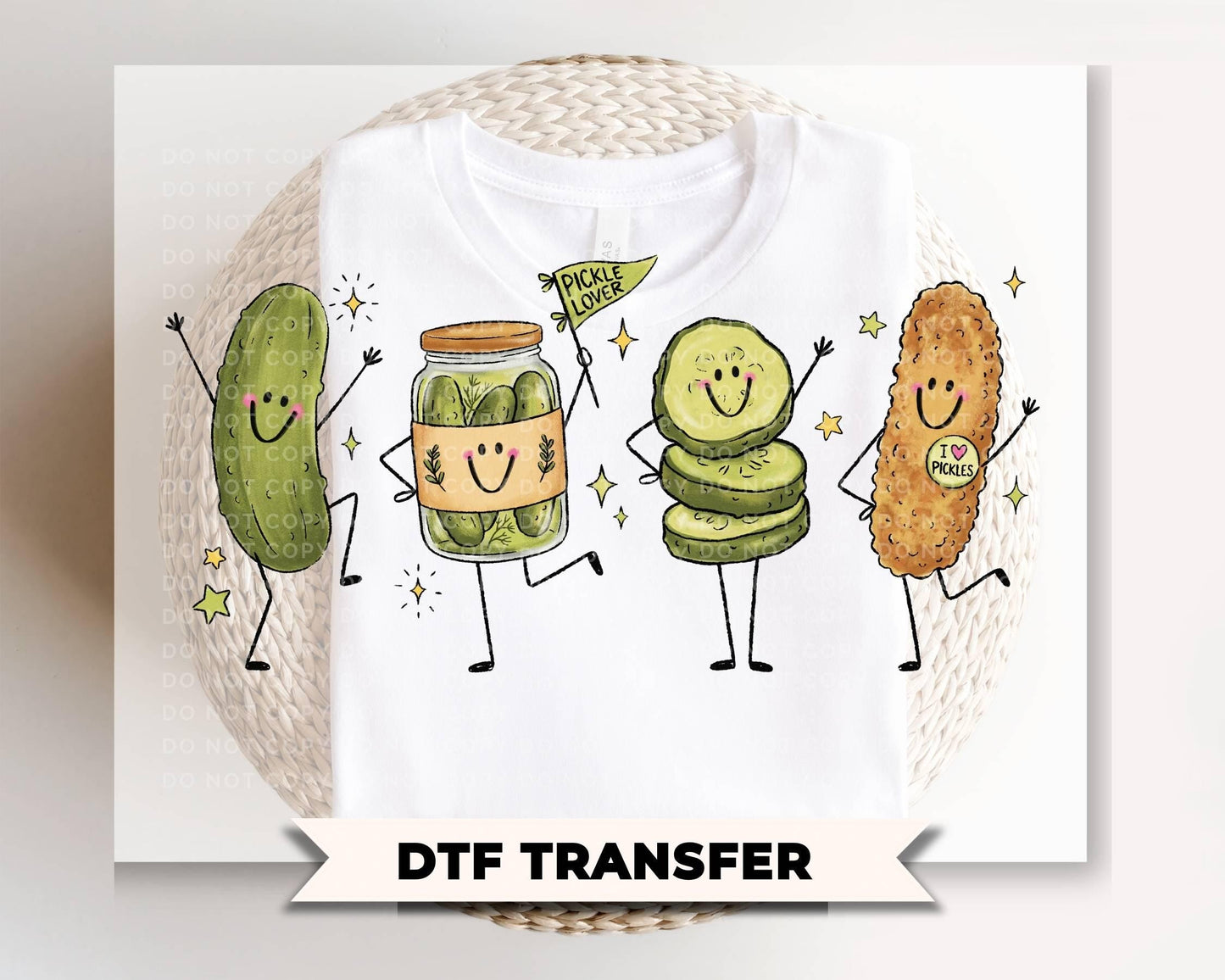 Happy Pickle Doodles DTF Transfer, Ready to Press, Funny T-shirt Design
