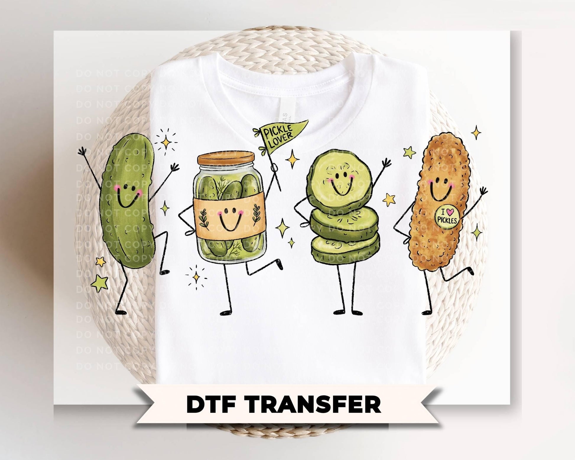 Happy Pickle Doodles DTF Transfer, Ready to Press, Funny T-shirt Design