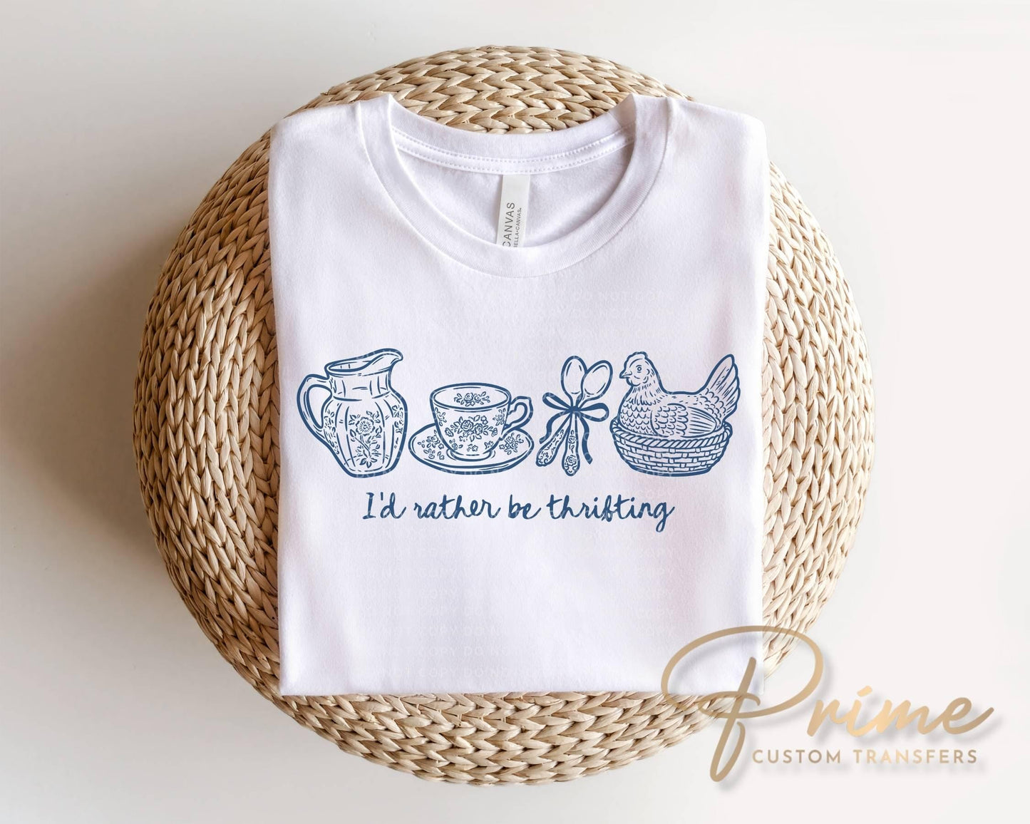 I'd Rather Be Thrifting DTF Transfer, Ready to Press, Cottagecore Tshirt Design
