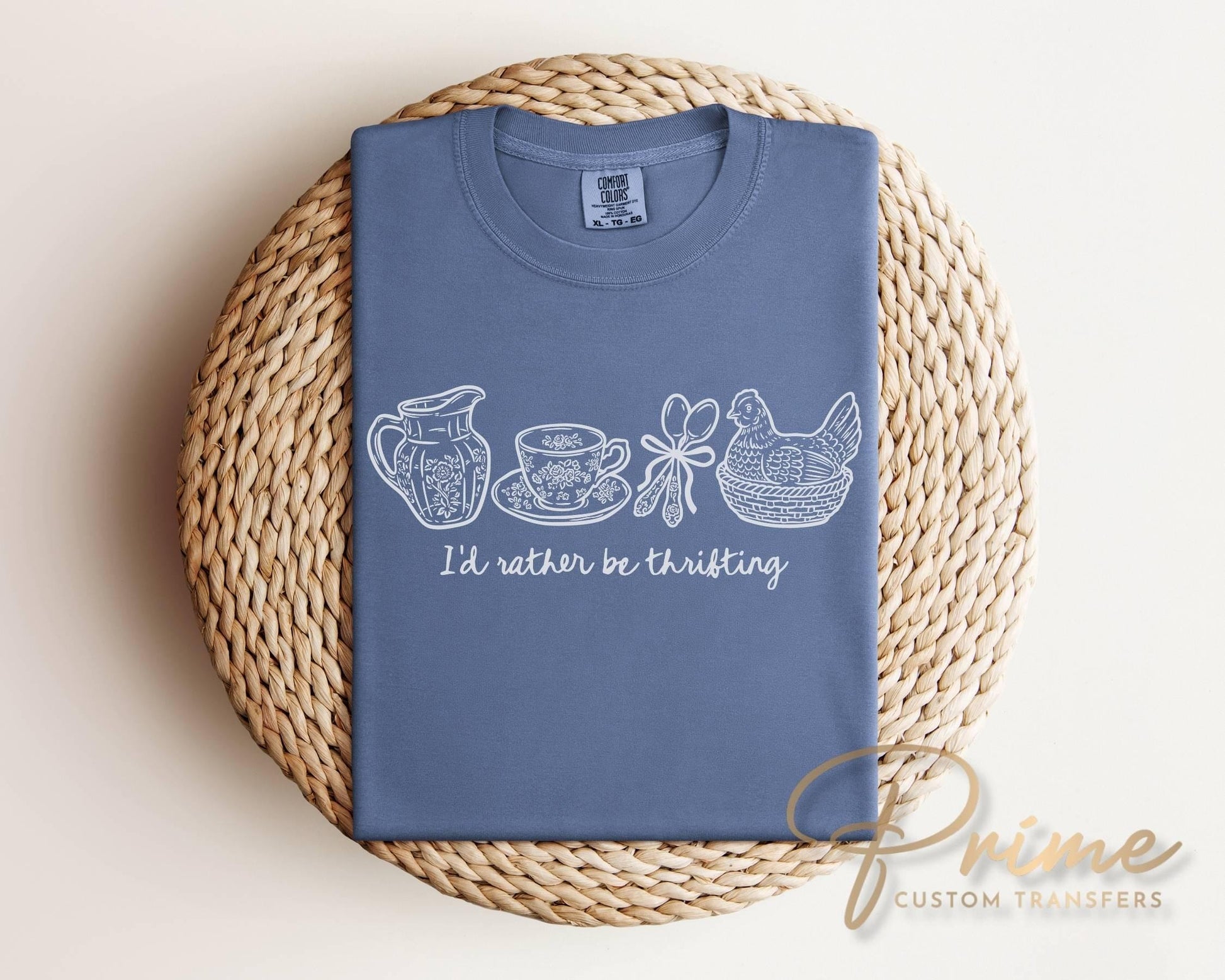 I'd Rather Be Thrifting DTF Transfer, Ready to Press, Cottagecore Tshirt Design