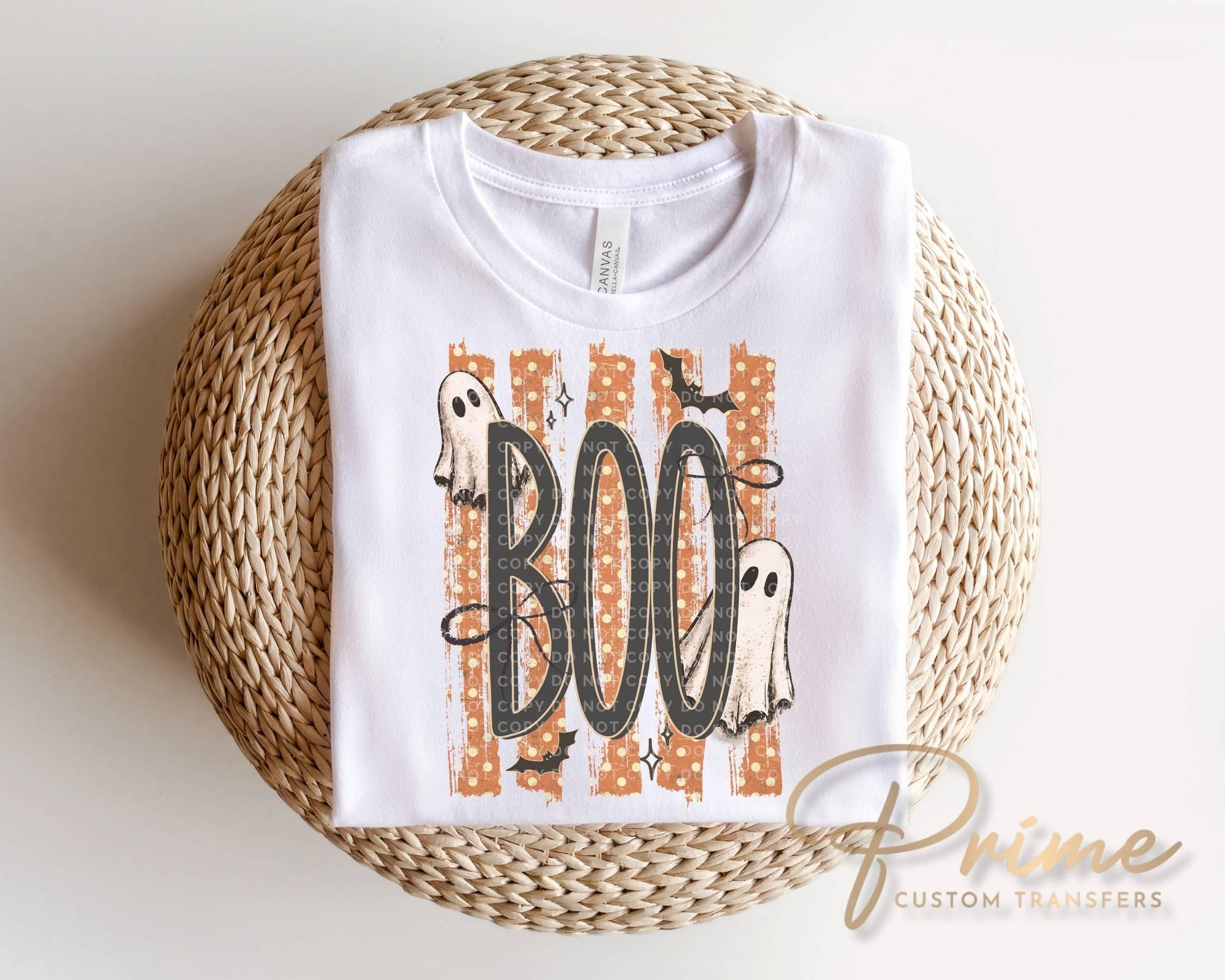 Striped Spooky Ghosts DTF Transfer, Ready to Press, Trendy Halloween Tshirt Design