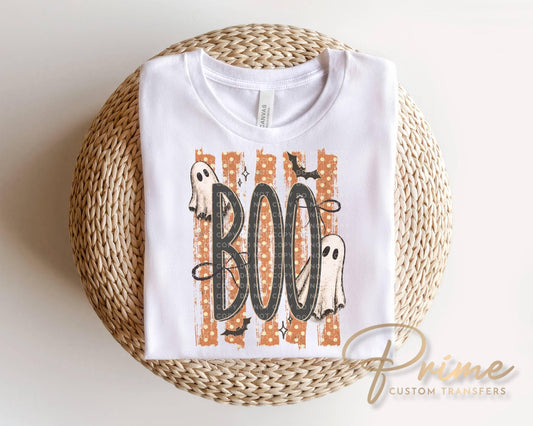 Striped Spooky Ghosts DTF Transfer, Ready to Press, Trendy Halloween Tshirt Design