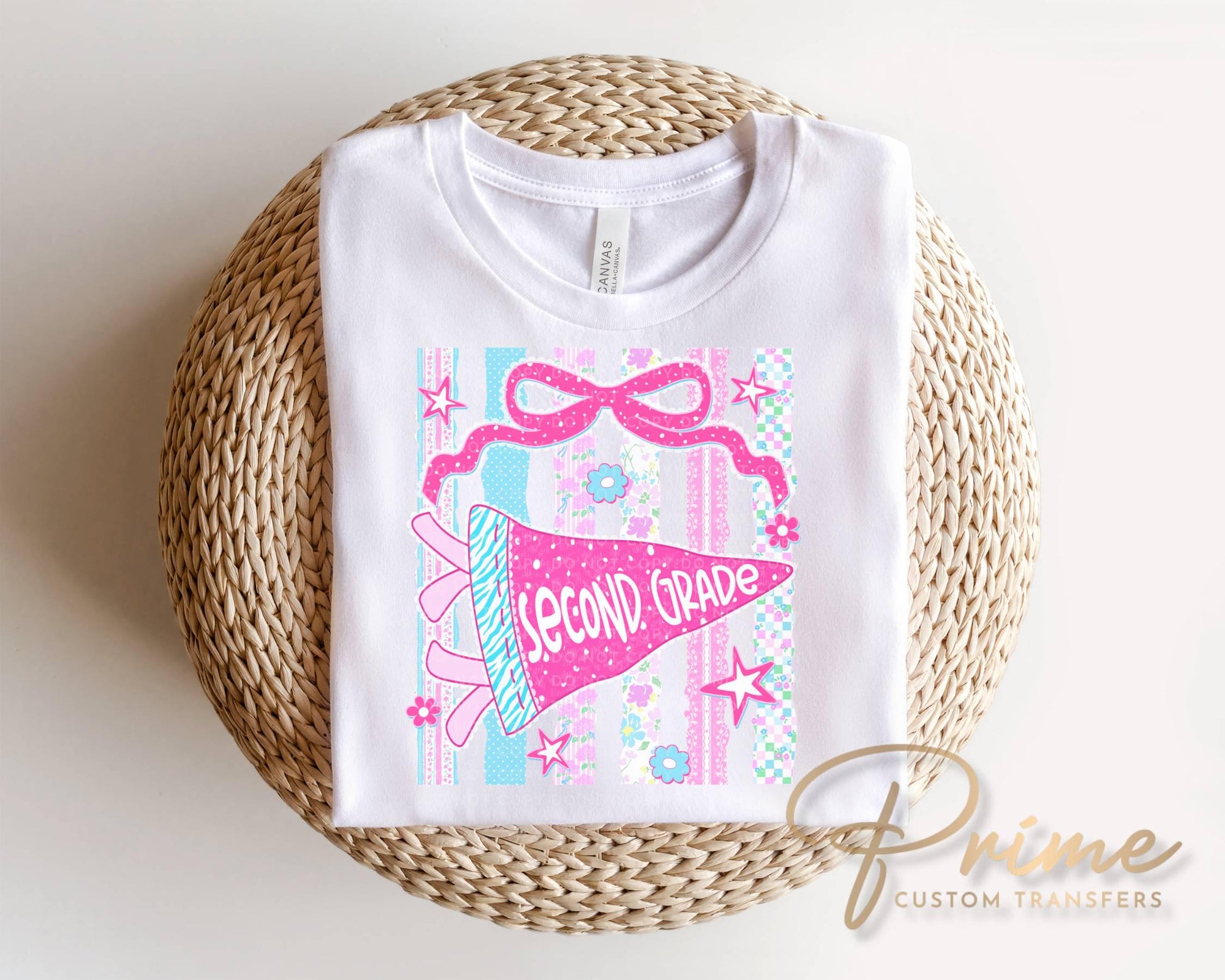 Second Grade Striped Pennant DTF Transfer, Ready to Press, First Day of School Shirt Design