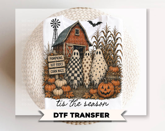 Tis the Season Ghosts DTF Transfer, Ready to Press, Halloween Tshirt Design