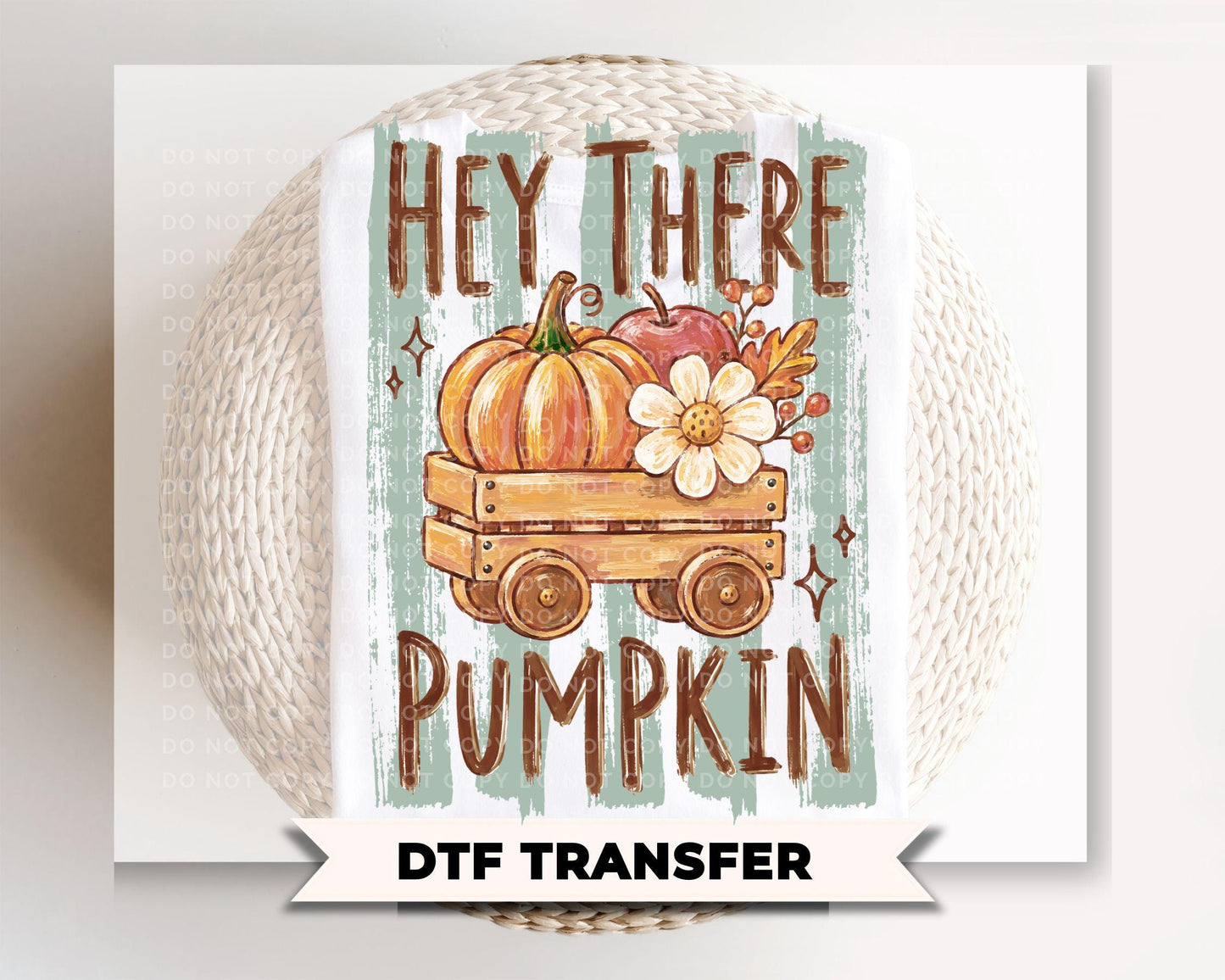 Hey There Pumpkin Striped Fall DTF Transfer, Ready to Press, Halloween Tshirt Design