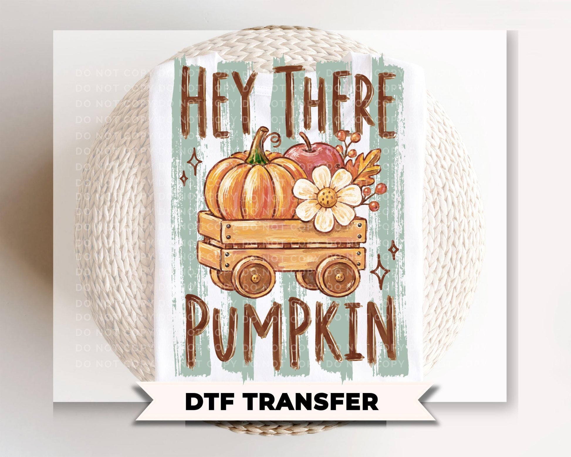 Hey There Pumpkin Striped Fall DTF Transfer, Ready to Press, Halloween Tshirt Design