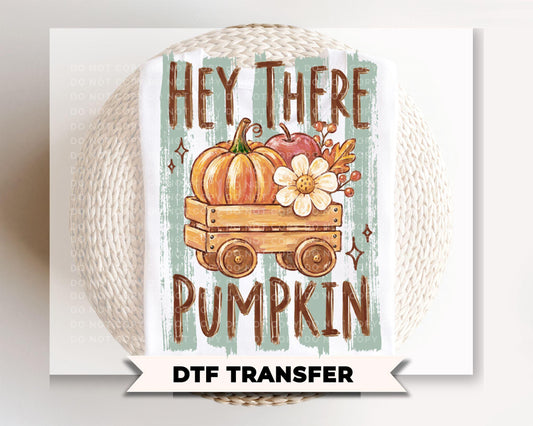Hey There Pumpkin Striped Fall DTF Transfer, Ready to Press, Halloween Tshirt Design