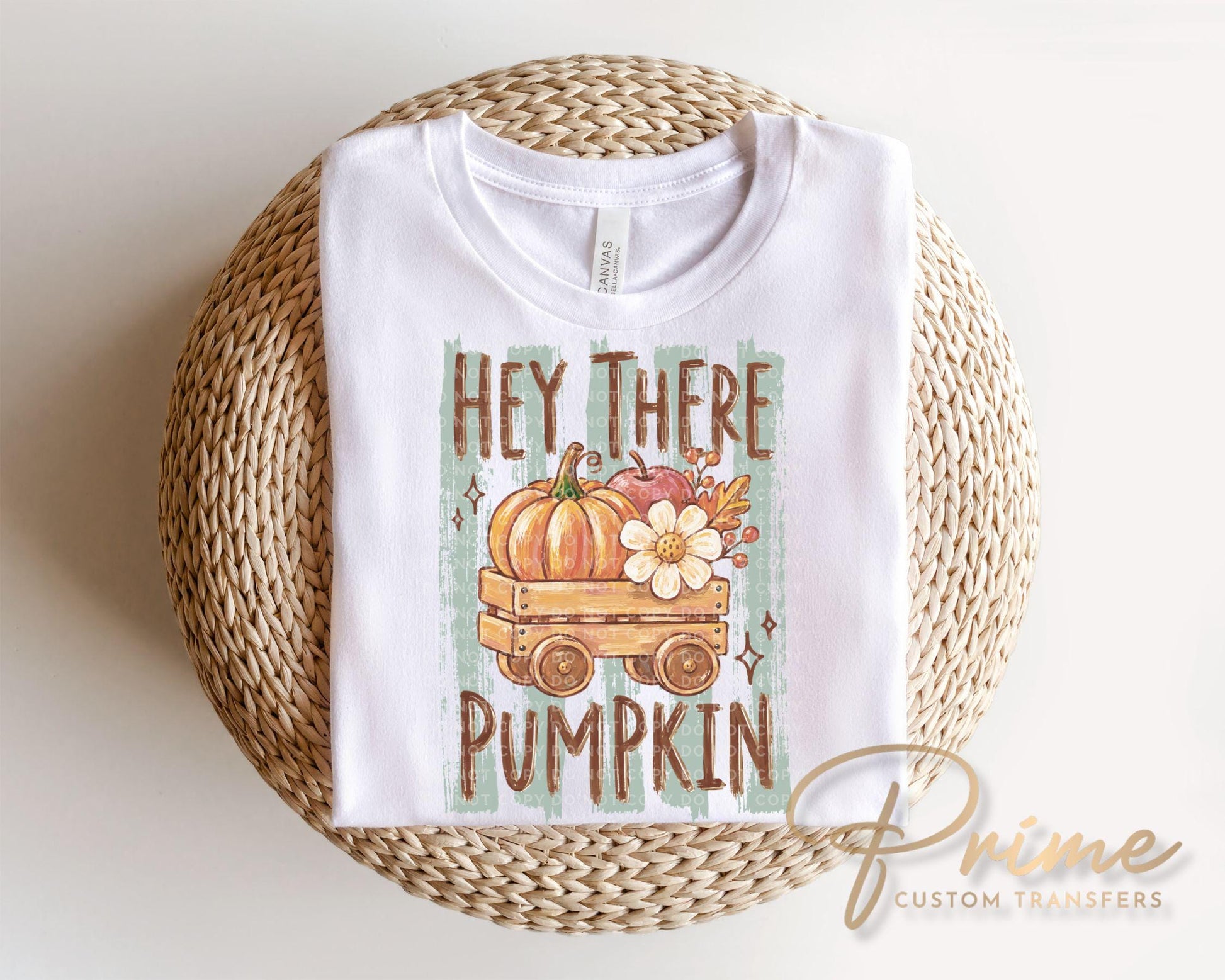 Hey There Pumpkin Striped Fall DTF Transfer, Ready to Press, Halloween Tshirt Design