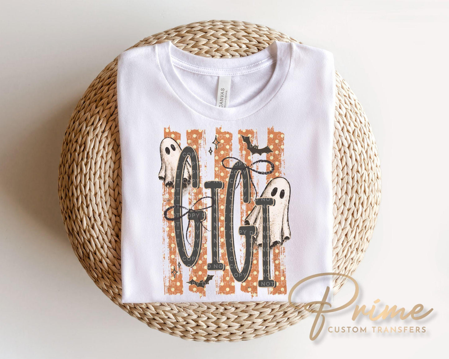 Striped Spooky Gigi DTF Transfer, Ready to Press, Trendy Halloween Tshirt Design