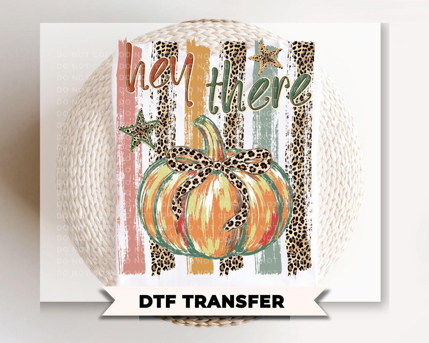 Hey There Pumpkin Striped Fall DTF Transfer, Ready to Press, Halloween Tshirt Design