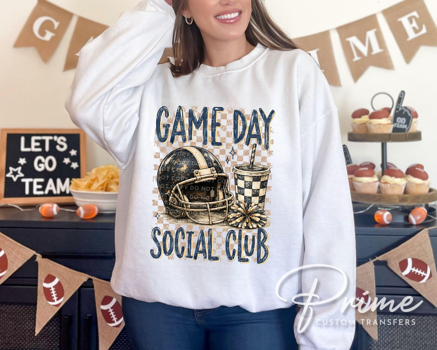 Football Game Day Social Club DTF Transfer, Ready to Press, Sport Mom Tshirt Design
