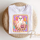 Striped Preppy Ghost DTF Transfer, Ready to Press, Trendy Halloween Tshirt Design