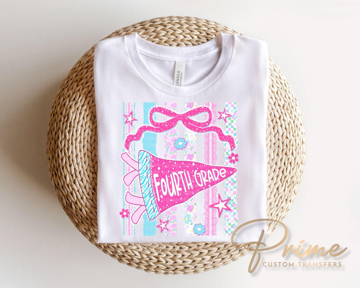Fourth Grade Striped Pennant DTF Transfer, Ready to Press, First Day of School Shirt Design