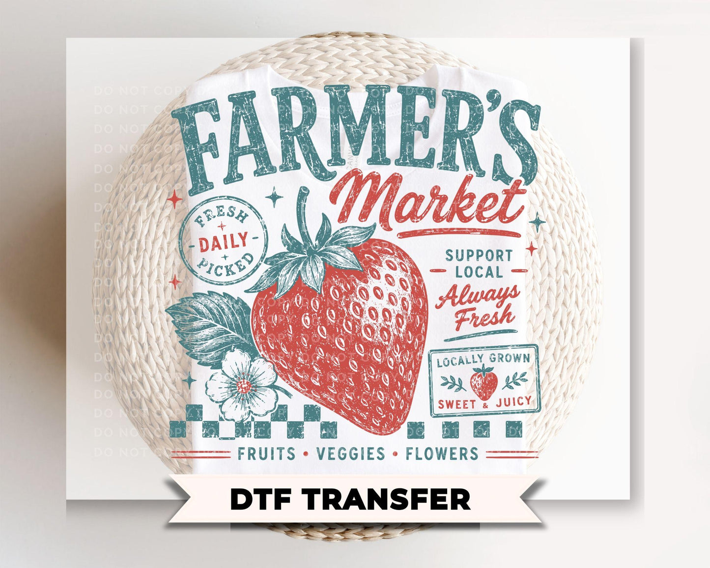 Farmer's Market DTF Transfer, Ready to Press, Summer Tshirt Design