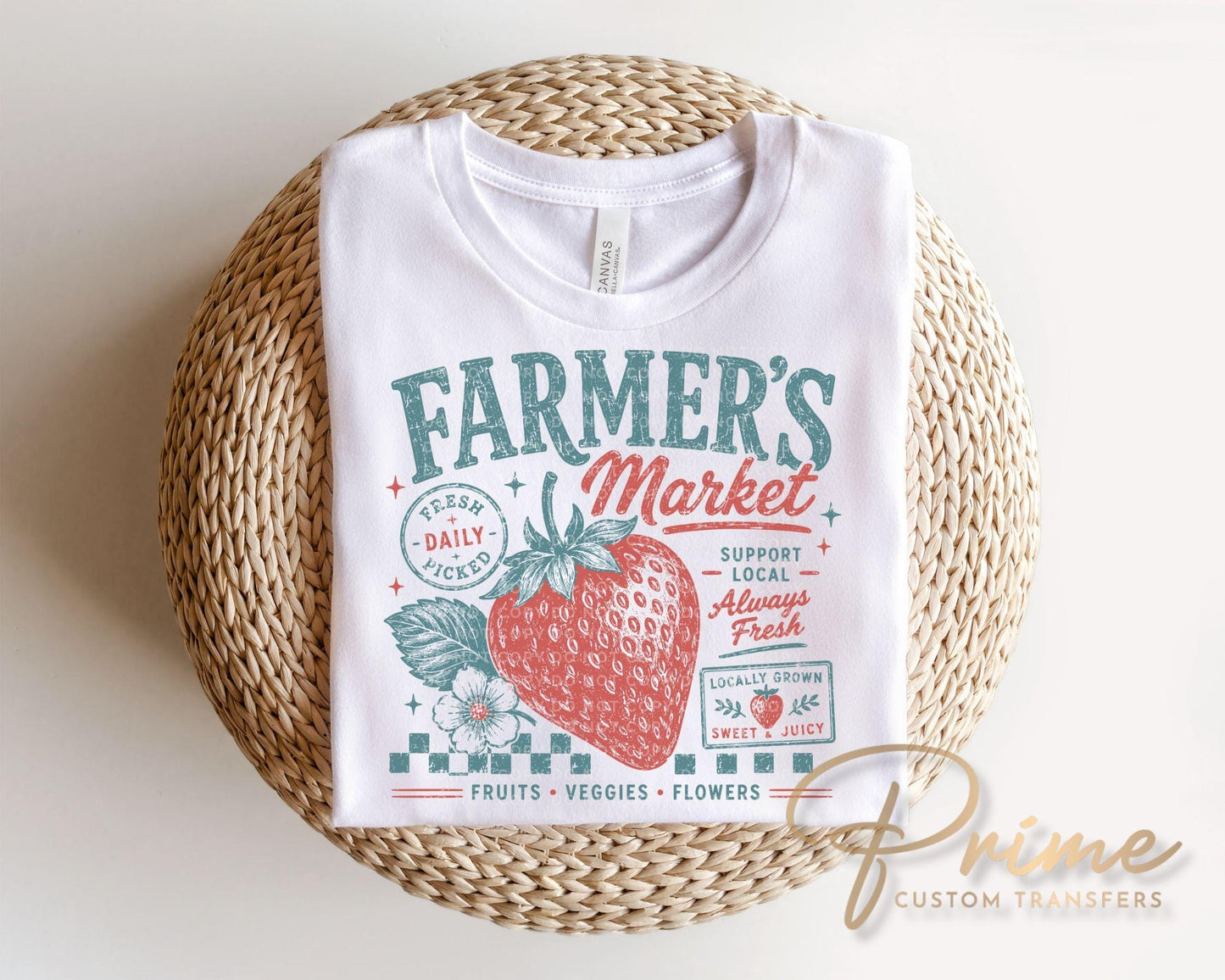 Farmer's Market DTF Transfer, Ready to Press, Summer Tshirt Design