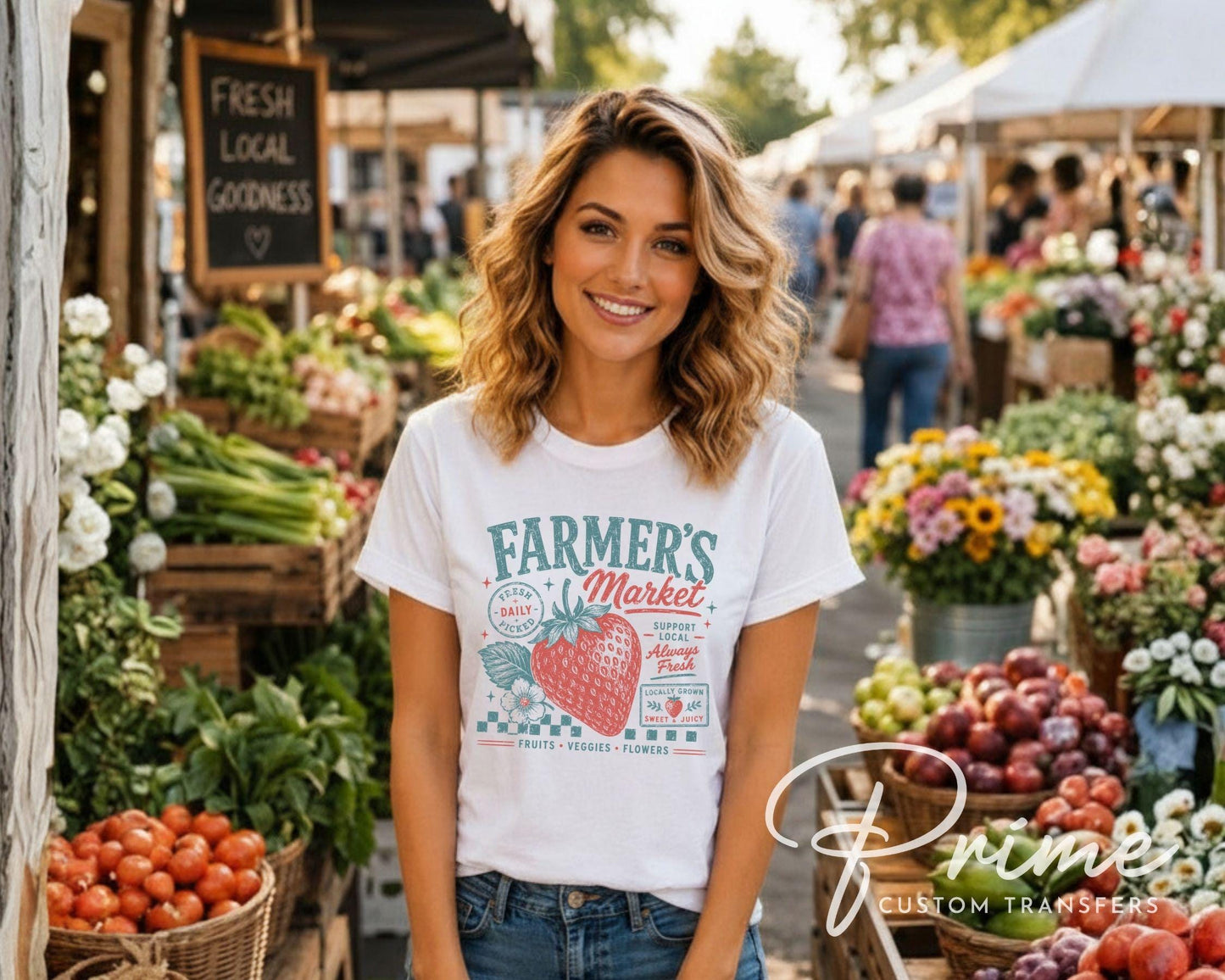 Farmer's Market DTF Transfer, Ready to Press, Summer Tshirt Design