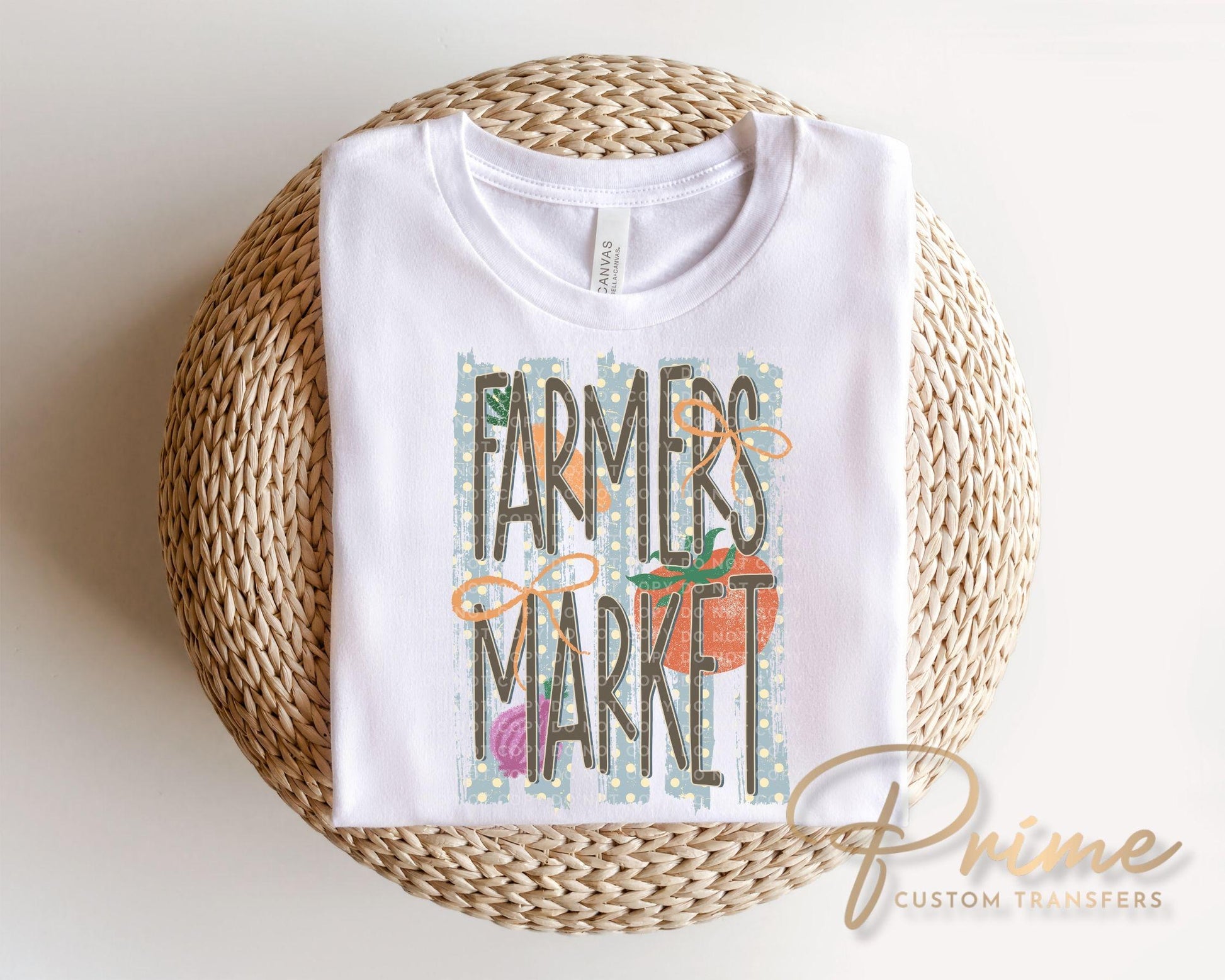 Farmer's Market DTF Transfer, Ready to Press, Trendy Striped Summer Tshirt Design