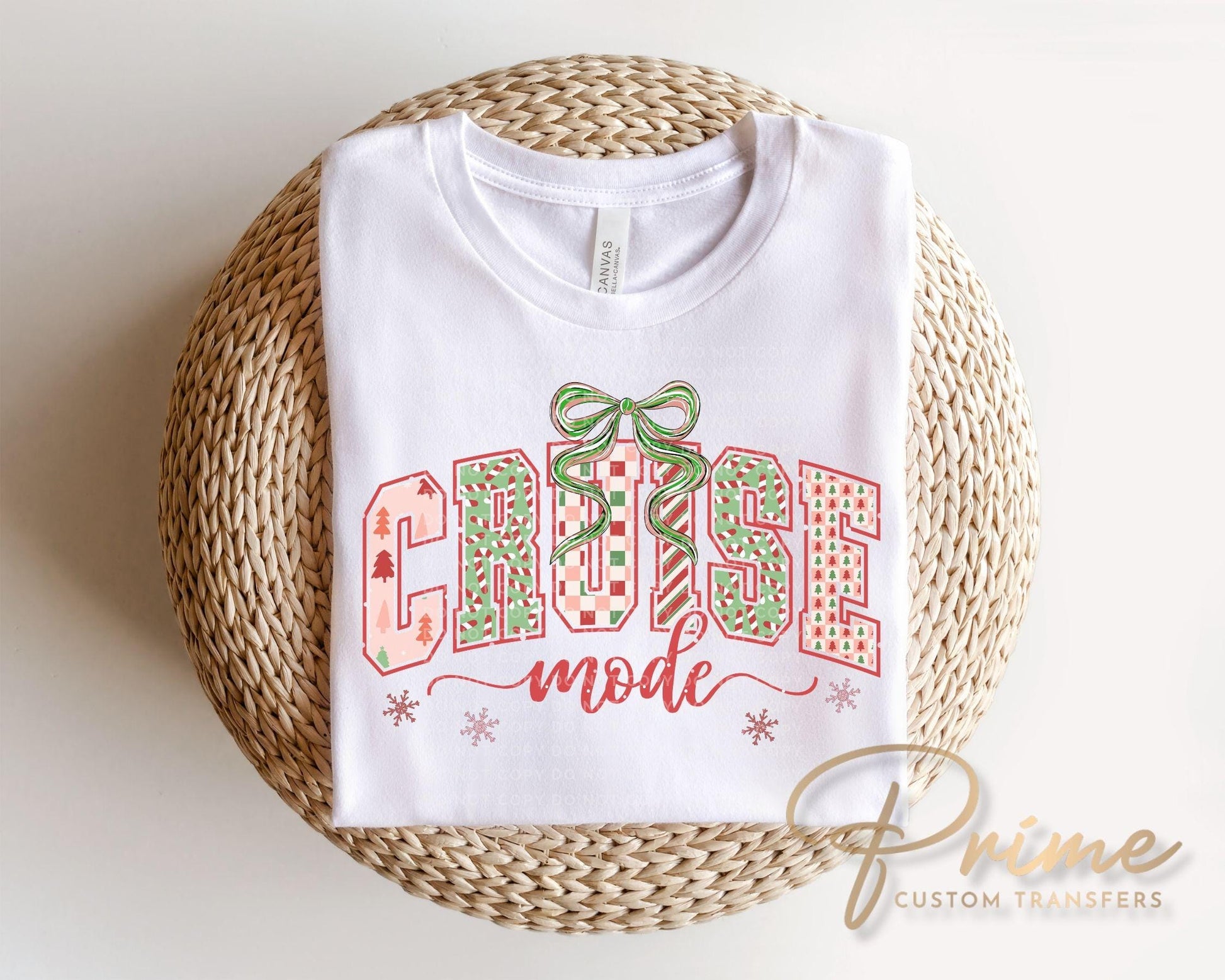 Coquette Cruise Mode DTF Transfer, Ready to Press, Christmas Cruise Tshirt Design