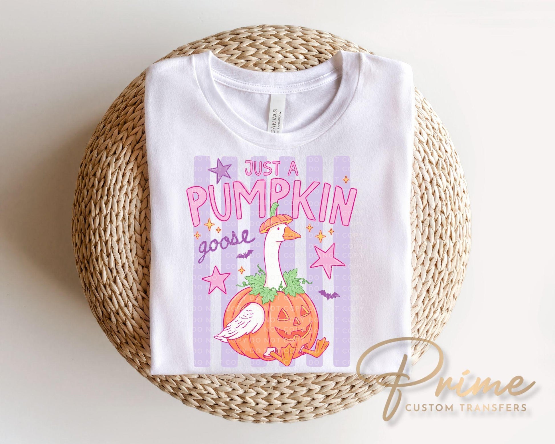 Just A Pumpkin Goose DTF Transfer, Ready to Press, Preppy Halloween Tshirt Design