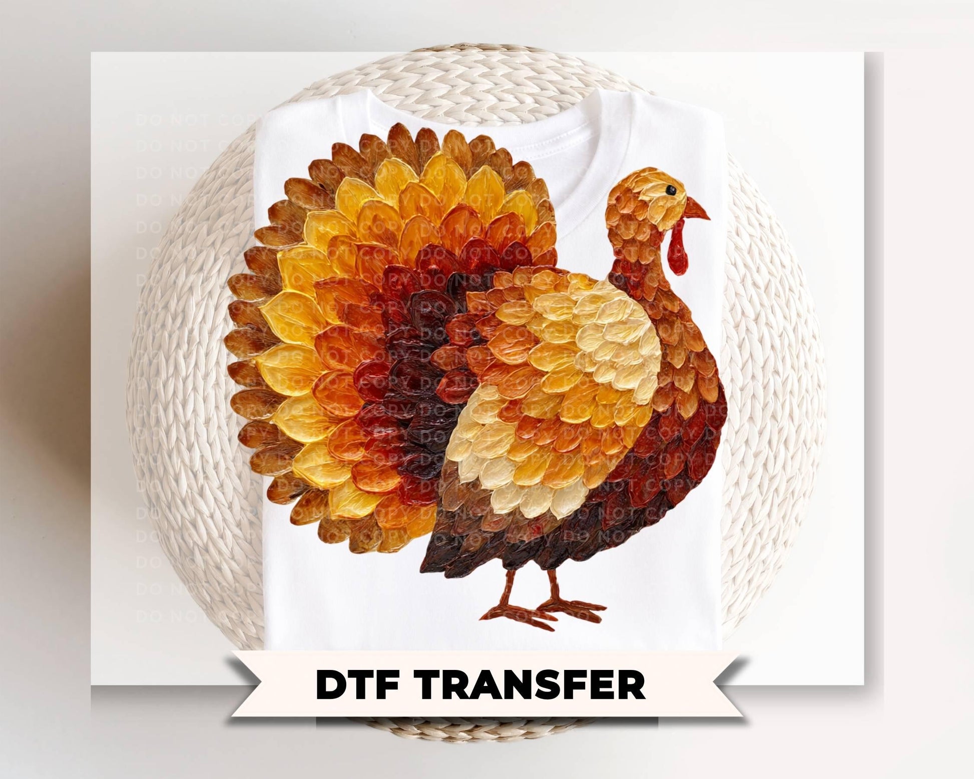 Brushstroke Turkey DTF Transfer, Ready to Press, Thanksgiving Tshirt Design