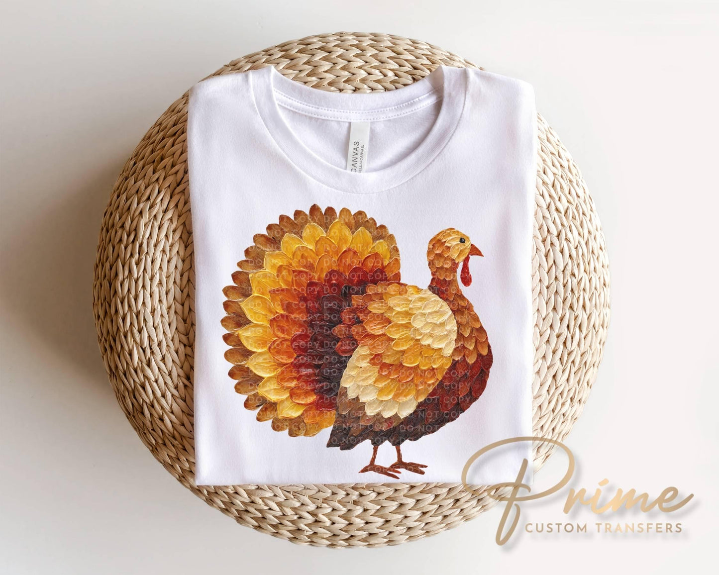 Brushstroke Turkey DTF Transfer, Ready to Press, Thanksgiving Tshirt Design