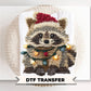 Faux Latch Hook Feral Raccoon DTF Transfer, Ready to Press, Christmas Tshirt Design