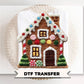 Faux Latch Hook Gingerbread House DTF Transfer, Ready to Press, Christmas Tshirt Design