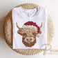 Faux Latch Hook Highland Cow DTF Transfer, Ready to Press, Christmas Tshirt Design
