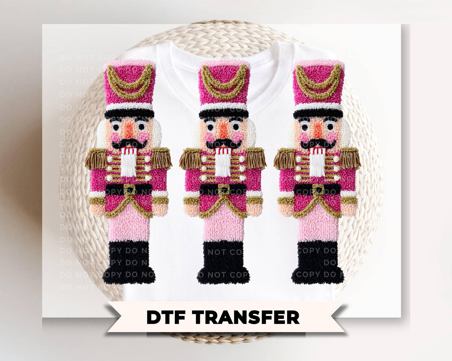 Faux Latch Hook Nutcracker DTF Transfer, Ready to Press, Christmas Tshirt Design