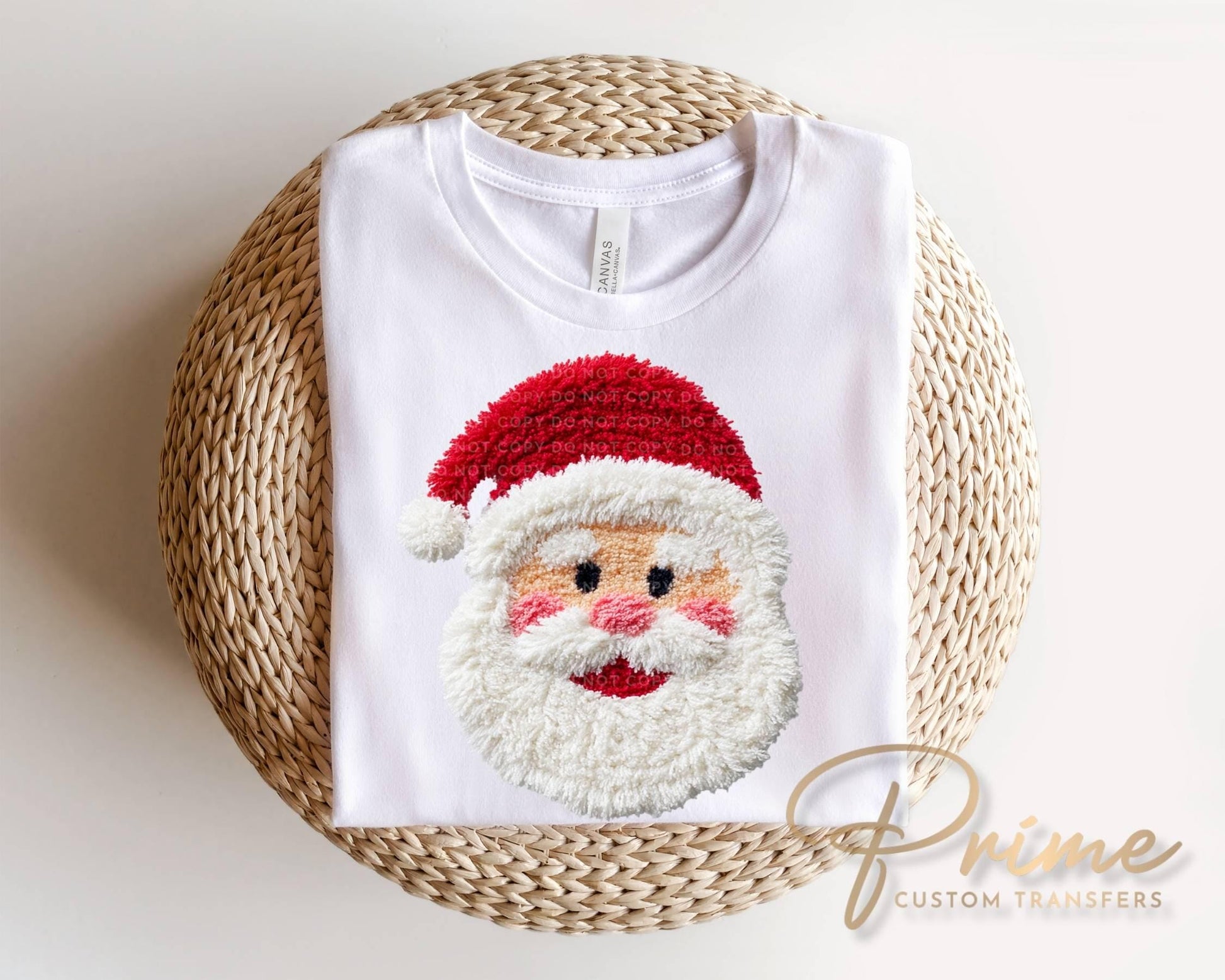 Faux Latch Hook Santa Claus DTF Transfer, Ready to Press, Christmas Tshirt Design