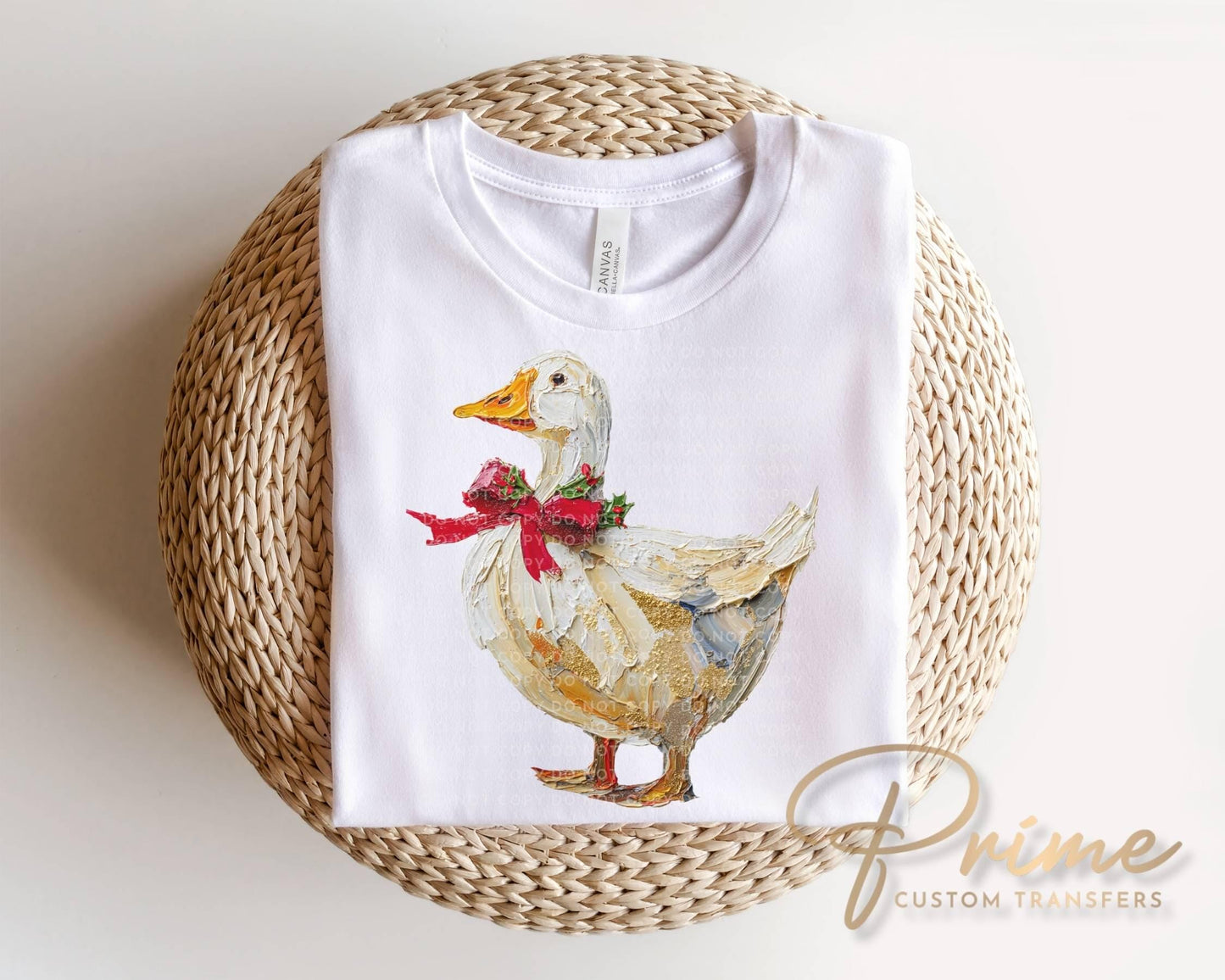 Brushstroke Christmas Goose DTF Transfer, Ready to Press, Hand Painted Tshirt Design