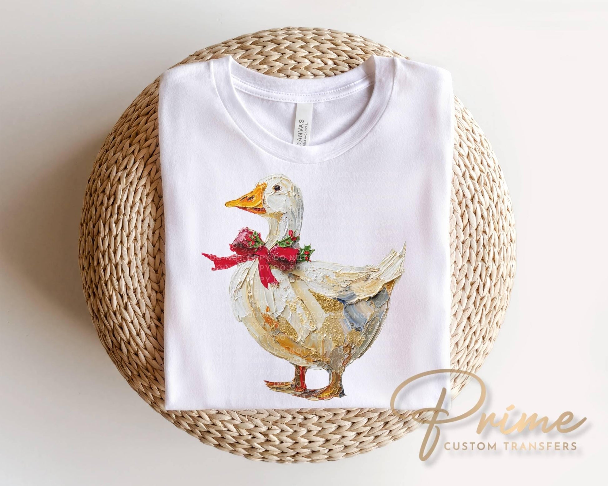 Brushstroke Christmas Goose DTF Transfer, Ready to Press, Hand Painted Tshirt Design