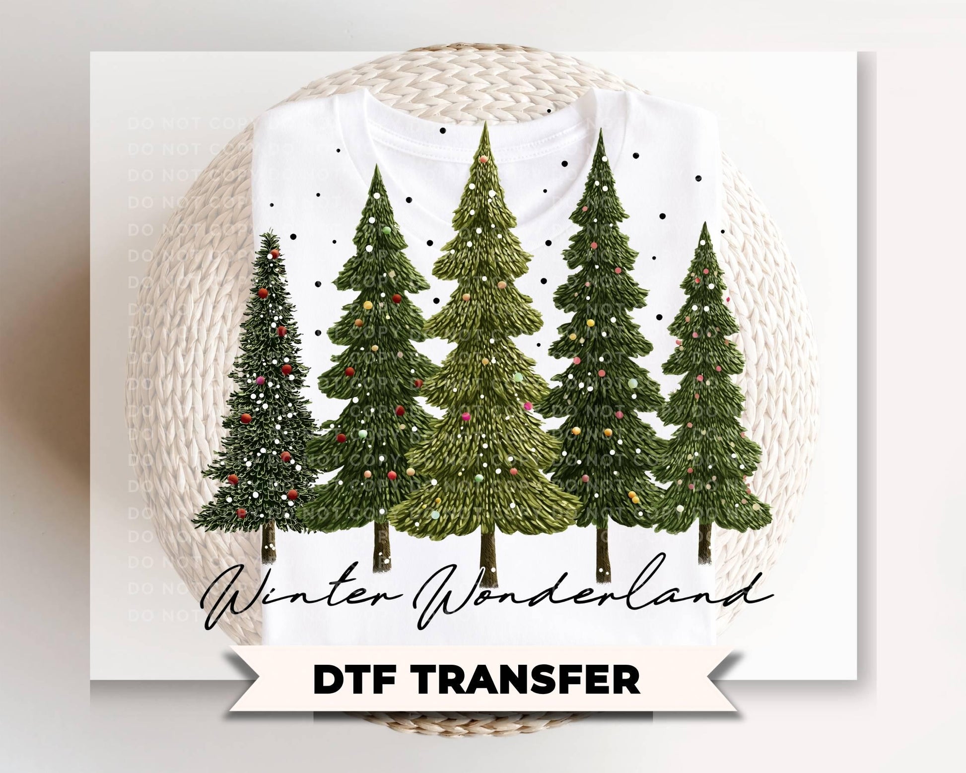 Faux Latch Hook Winter Wonderland DTF Transfer, Ready to Press, Christmas Tshirt Design