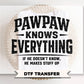 Pawpaw Knows Everything DTF Transfer, Ready to Press, Gift for Grandpa, Funny Tshirt Design