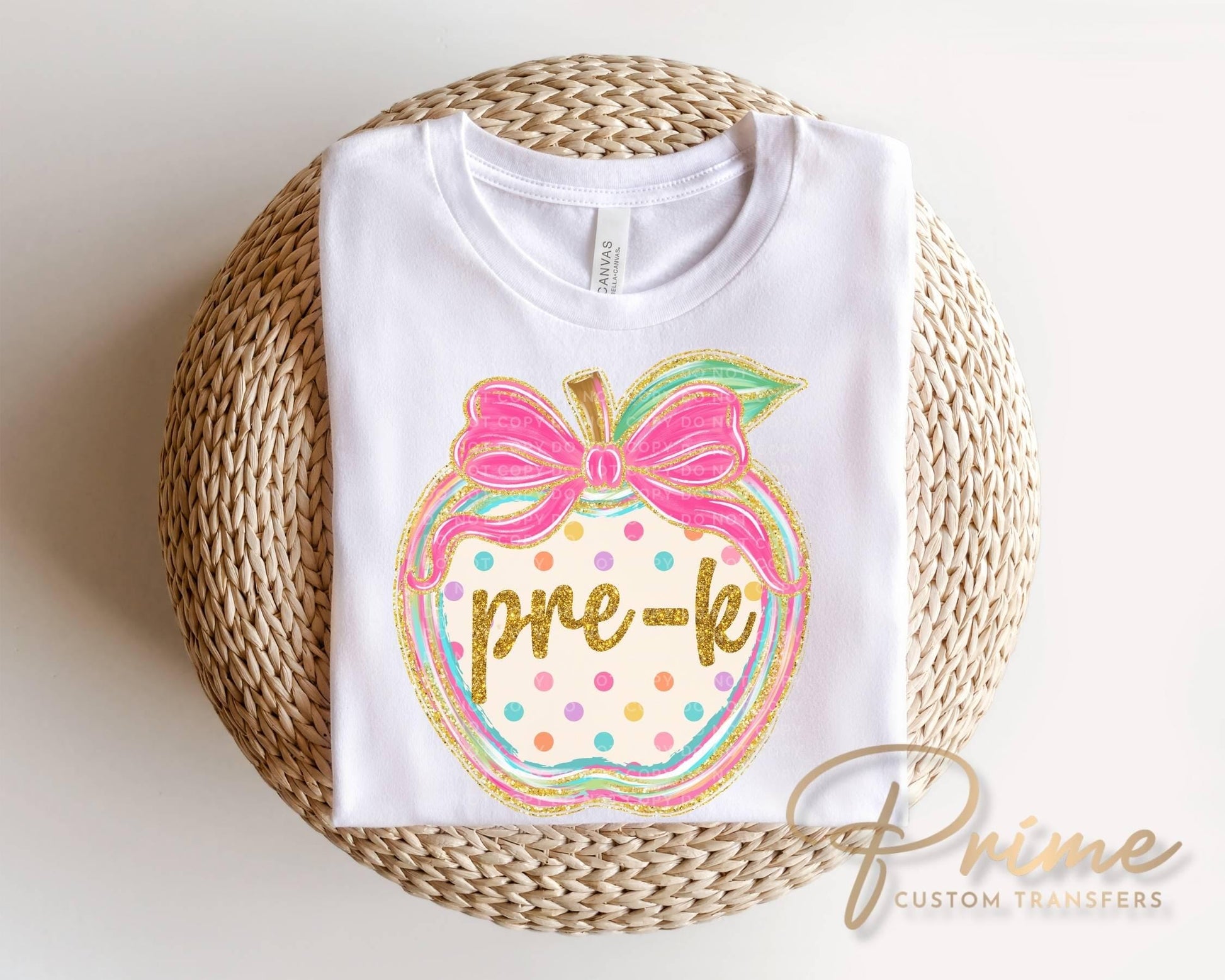 Pre-K Preppy Back to School DTF Transfer, Ready to Press, Coquette First Day of School Tshirt Design