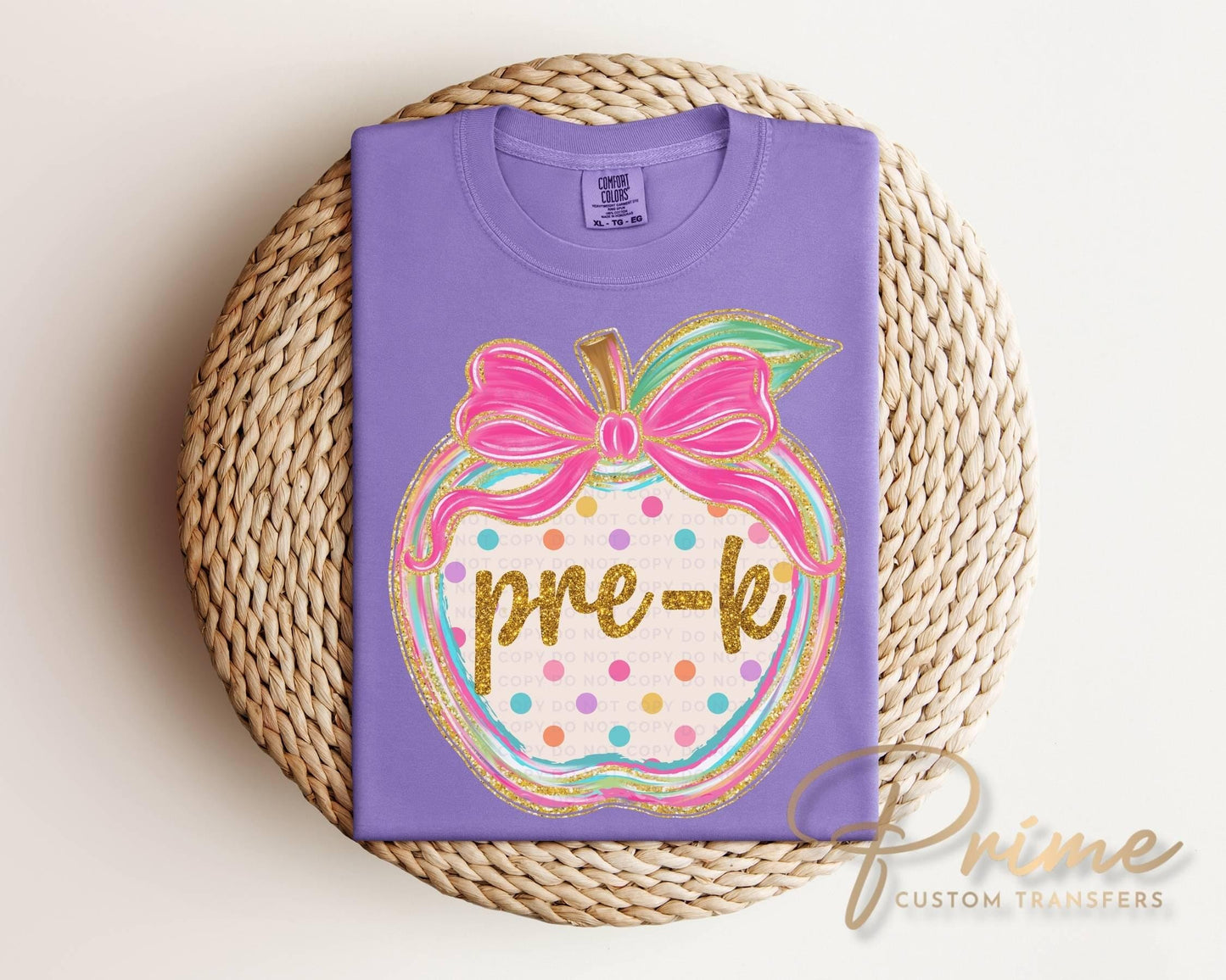 Pre-K Preppy Back to School DTF Transfer, Ready to Press, Coquette First Day of School Tshirt Design